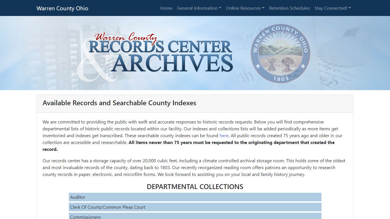 Records Center & Archives - Warren County, Ohio