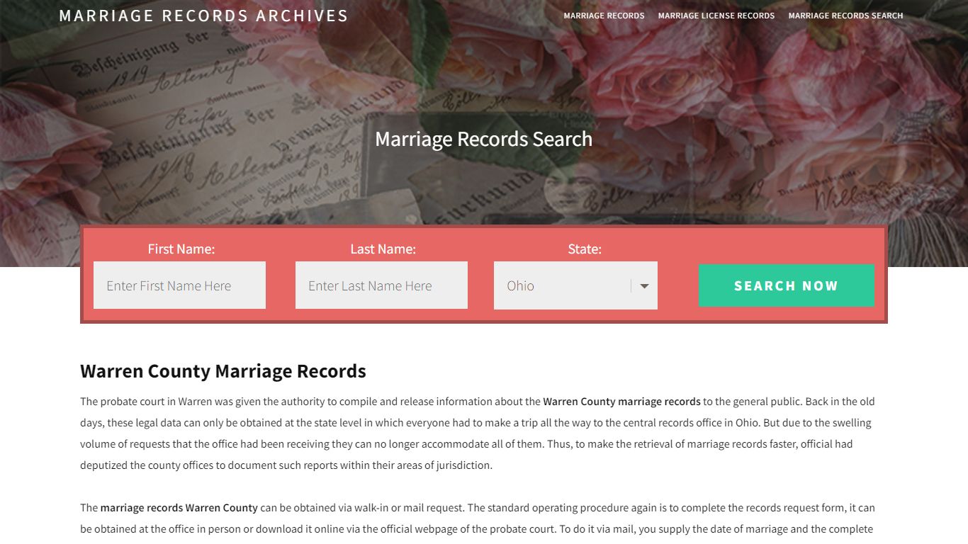 Warren County Marriage Records