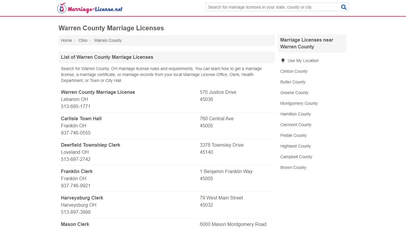 Warren County Marriage Licenses