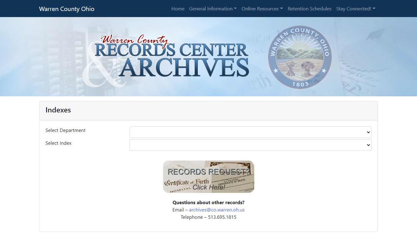 Records Center & Archives - Warren County, Ohio